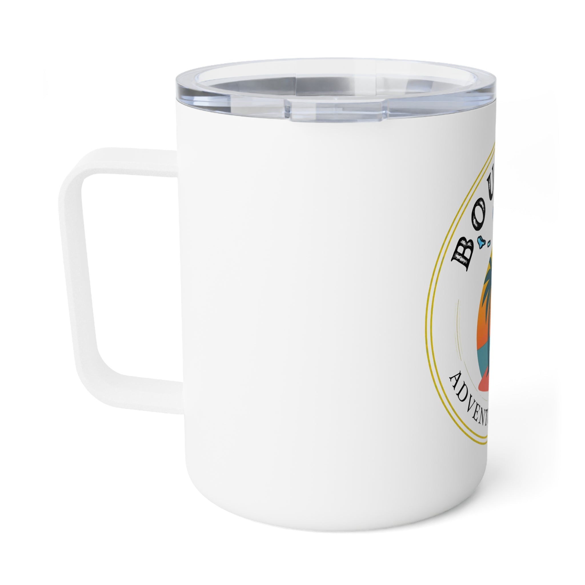 Bourbon Adventure & Tour 10oz Insulated Coffee Mug — Tropical Sunset Travel Tumbler